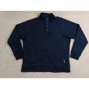 Eddie Bauer Quilted Geometric Henley Sweater Mens Medium Navy Blue EM32LK917